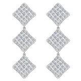 Square Diamond Chandelier Earrings Waterfall Style 14K Gold-G,SI - White Gold