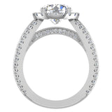 Moissanite engagement rings 18K Gold diamond accented ring 6.35 ct-VS - White Gold