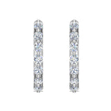 Oval Shaped Diamond Huggies Style Hoop Earrings 18K Gold-VS - White Gold