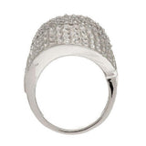Italian Silver Sterling Pave' Crystal Domed Ring