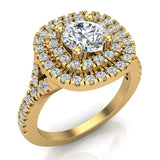 Cushion Halo Diamond Engagement Ring 1.35 cttw 14K Gold-I1 - Yellow Gold