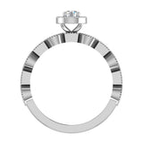 Halo diamond ring alternate marquee-square shank 18K Gold 0.50 ct VS - White Gold