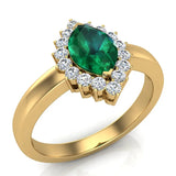 May Birthstone Emerald Marquise 14K Gold Diamond Ring 1.00 ct tw - Yellow Gold