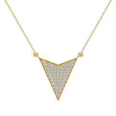 Chevron Shape Arrow Pavé set Diamonds Necklace Yellow Gold