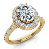 Oval Brilliant Halo Diamond Engagement Ring 18K Gold (G,VS) - Yellow Gold