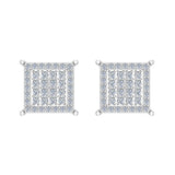 Square Cube Diamond Studded Earrings 14K Gold-I,I1 - White Gold
