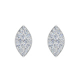 Exquisite Marquise Pave Diamond Stud Earrings 1/2 ct 14K Gold-I,I1 - White Gold
