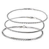 Stainless Steel Set of 3 Chain Ankle Bracelets