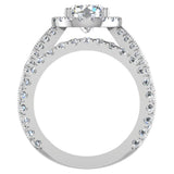 Moissanite Wedding Ring Set Halo Diamond ring 5.60 ct 14K Gold-G,SI - White Gold