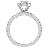 Wedding Ring Set for Women Cushion Halo Round Diamond 14K Gold-G,SI - White Gold
