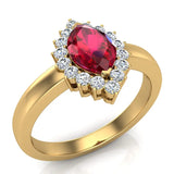 July Birthstone Ruby Marquise 14K Gold Diamond Ring 1.00 ct tw - Yellow Gold