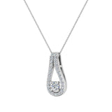 0.46 ct tw Teardrop Halo Diamond Necklace 14K Gold-G,SI - White Gold