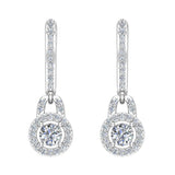 Dangle Drop Shape Halo Diamond Earrings 14K Gold (G,SI) - White Gold