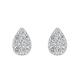 Pear Cluster Diamond Stud Earrings 0.46 ct 18K Gold-G,VS - White Gold