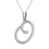 Initial pendant O Letter Charms Diamond Necklace 14K Gold-G,I1 - White Gold