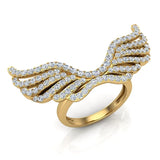 1.12 Ct Trendy Angel Wings Large Diamond Ring 14K Gold (G,SI) - Yellow Gold