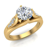 1.10 Ct Diamond Leaf Style Setting Solitaire Engagement Ring 1.11 Ct 14K Gold-I1 - Yellow Gold
