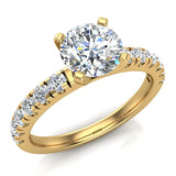 Solitaire Diamond Simple Straight Shank Engagement Ring 14K Gold-SI - Yellow Gold