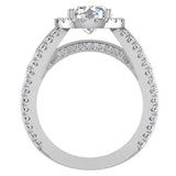 Moissanite Engagement Rings 14K Gold Real Diamond accented Ring 4.90 ct-I,I1 - White Gold