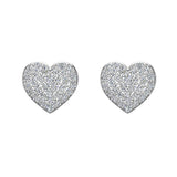 Heart Cluster Pave Diamond Earrings 1/2 ct 18K Solid Gold-G,VS - White Gold