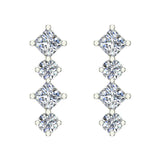 Simplistic Square and Dot Motif Dangle Diamond Earrings 18K Gold 1.64 ct-G,VS - White Gold