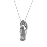 Flip Flop Sandals Diamond Charm Necklace 14K Solid Gold 0.04 ctw-L,I2 - White Gold