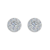 Halo Cluster Diamond Earrings 1.08 ctw 14K Gold-SI - White Gold