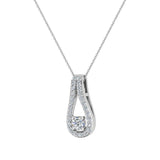 0.46 ct tw Teardrop Halo Diamond Necklace 14K Gold-I,I1 - White Gold