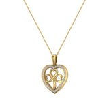 Heart Necklace 14K Gold Diamond Halo with Exquisite Styling-L,I2 - Yellow Gold