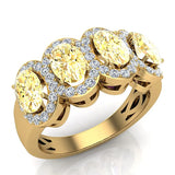 Oval Citrine & Diamond Band Ring 14K Gold - Yellow Gold