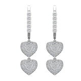 Heart Diamond Dangle Earrings Dainty Drop Style 14K Gold 1.18 ct-I,I1 - White Gold