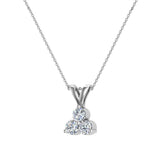 14K Gold Necklace Three Stone Diamond Pendant 0.75 ct-I1 - White Gold