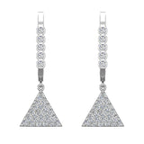 Triangle Diamond Dangle Earrings Dainty Drop Style 14K Gold 0.50 ct-G,SI - White Gold