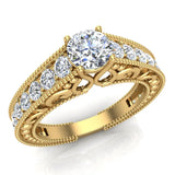 1.37 Ct Vintage Setting Diamond Engagement Ring 18K Gold (G,VS) - Rose Gold