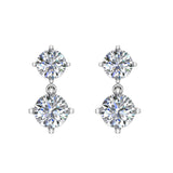 Round Brilliant Drop Two stone Diamond Dangle Earrings 14K Gold-G,SI - White Gold
