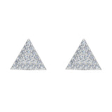 Triangle Shape Pave Diamond Stud Earrings 1/2 ct 14K Gold-I,I1 - White Gold