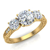 1.28 Carat Vintage Trilogy Wedding Ring 18K Gold (G,SI) - Yellow Gold