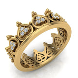 Vintage Inspired Tiara Wedding Band ring 14K Gold (I,I1) - Yellow Gold