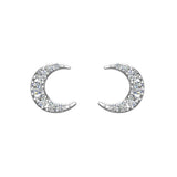 Moon Crescent Shape Pave Diamond Earrings 0.48 ct 14K Gold-I,I1 - White Gold