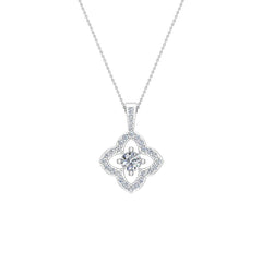 Floral Pattern Diamond Necklace 14K White Gold