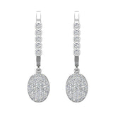 Oval Diamond Dangle Earrings Dainty Drop Style 14K Gold 0.70 ct-G,SI - White Gold