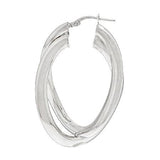 Vicenza Silver Sterling 1-5/8" Double Twist Oval Hoop Earrings