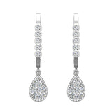 Tear-Drop Diamond Dangle Earrings Dainty Drop Style 14K Gold 0.65 ct-I,I1 - White Gold