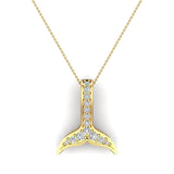 Dolphin Whale Tail Necklace 14K Gold & Diamond-I,I1 - Yellow Gold