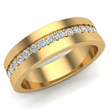 Men’s Diamond Wedding Band Semi-Eternity 14K Gold 0.45 ct-I,I1 - Yellow Gold