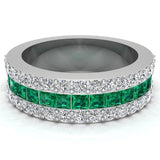 Men's Wedding Rings Emerald Gemstone rings 14K Solid Gold 2.67 cttw - White Gold
