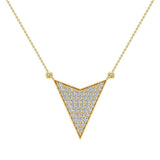 14K Gold Chevron Shape Arrow Pavé set Diamonds Necklace 0.50 ct-I2 - Yellow Gold