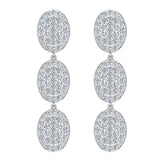Oval Diamond Chandelier Earrings Waterfall Style 14K Gold-I,I1 - White Gold