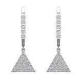 Triangle Diamond Dangle Earrings Dainty Drop Style 14K Gold 0.50 ct-I,I1 - White Gold