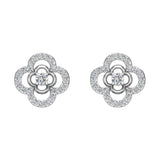 14K Gold Diamond Stud Earrings Flower Shape 0.82 carat-G,SI - White Gold
